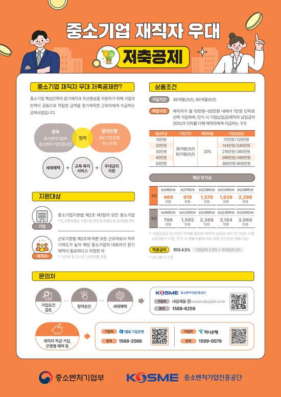 중소기업 재직자 우대 저축공제 안내 포스터